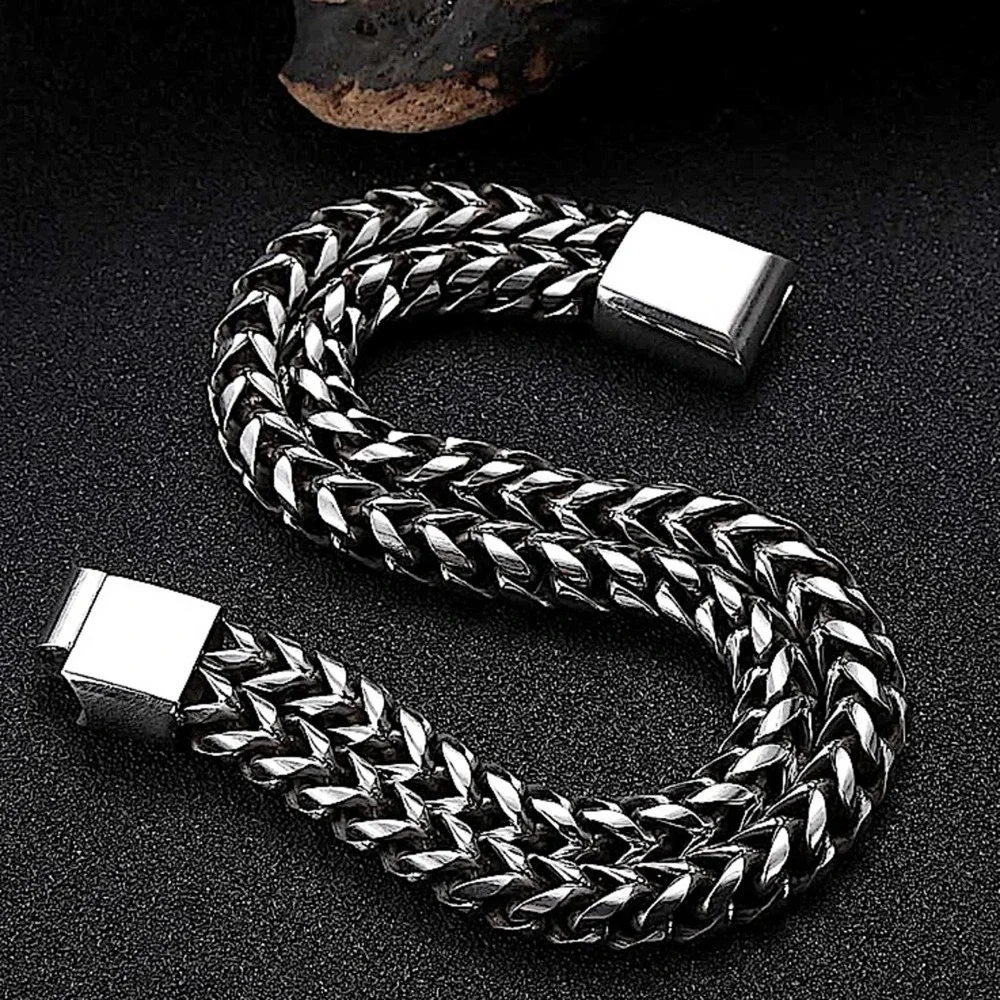 Stainless Steel Cuban Chain Magnetic Closure Hip Hop Bracelet